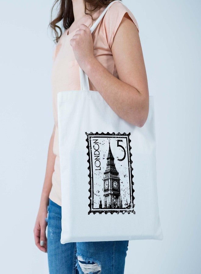 ARTBUG Tote Bag for Women, Aesthetic, Stylish, Ecofriendly, For College Girls, Office, Beach and Outings -Vintage London Landmark Printed Canvas D - 370 - Image 2