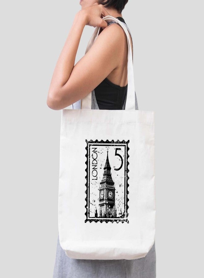 ARTBUG Tote Bag for Women, Aesthetic, Stylish, Ecofriendly, For College Girls, Office, Beach and Outings -Vintage London Landmark Printed Canvas D - 370 - Image 3