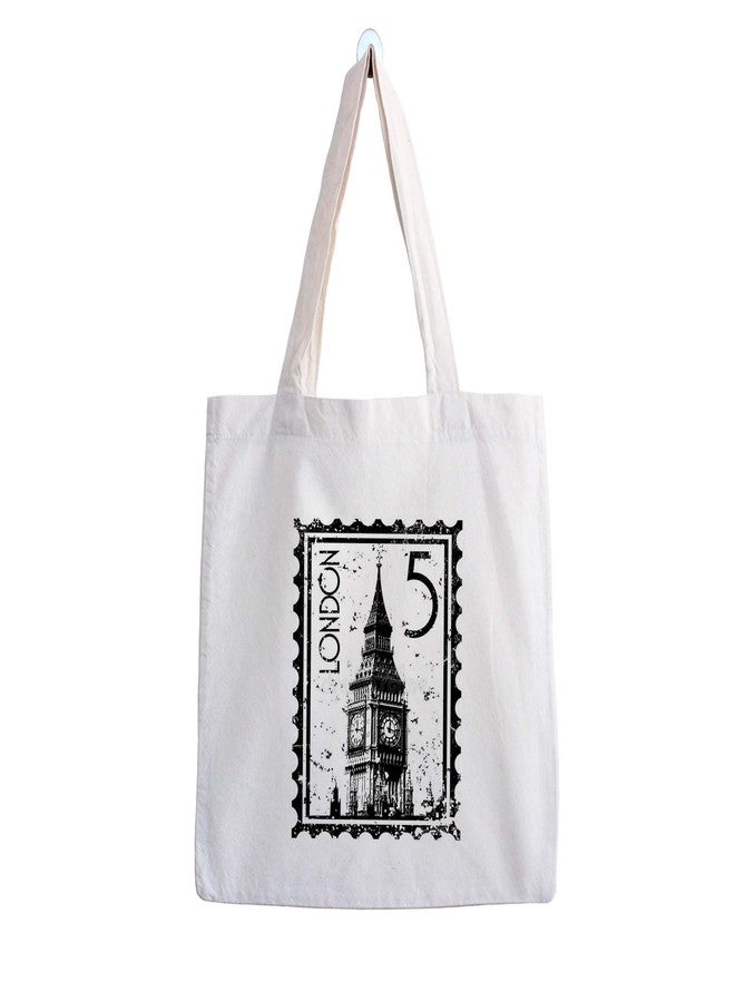 ARTBUG Tote Bag for Women, Aesthetic, Stylish, Ecofriendly, For College Girls, Office, Beach and Outings -Vintage London Landmark Printed Canvas D - 370 - Image 1
