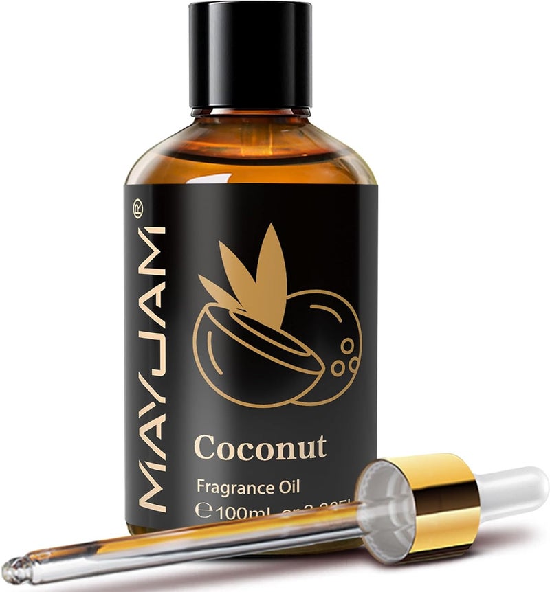100ML/3.38FL.OZ Coconut Fragrance Oils with Glass Dropper, Essential Oils for Diffusers for Home, Long Lasting Scented Oils for Diffusers Soap Candle Making - Image 1