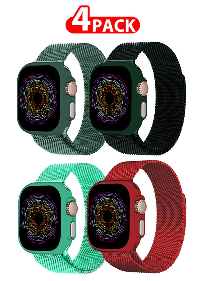 CATANES - 4 Pack Stainless Steel Milanese Loop Compatible with Apple Watch Band 42mm 44mm 45mm 49mm men and women Mesh Loop Magnetic Clasp Replacement for iWatch Bands Ultra2/Ultra/Series 9 8 7 SE 6 5 4 3 2 1 - Image 1