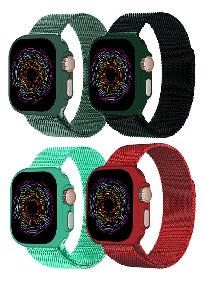 CATANES - 4 Pack Stainless Steel Milanese Loop Compatible with Apple Watch Band 42mm 44mm 45mm 49mm men and women Mesh Loop Magnetic Clasp Replacement for iWatch Bands Ultra2/Ultra/Series 9 8 7 SE 6 5 4 3 2 1 - Image 1