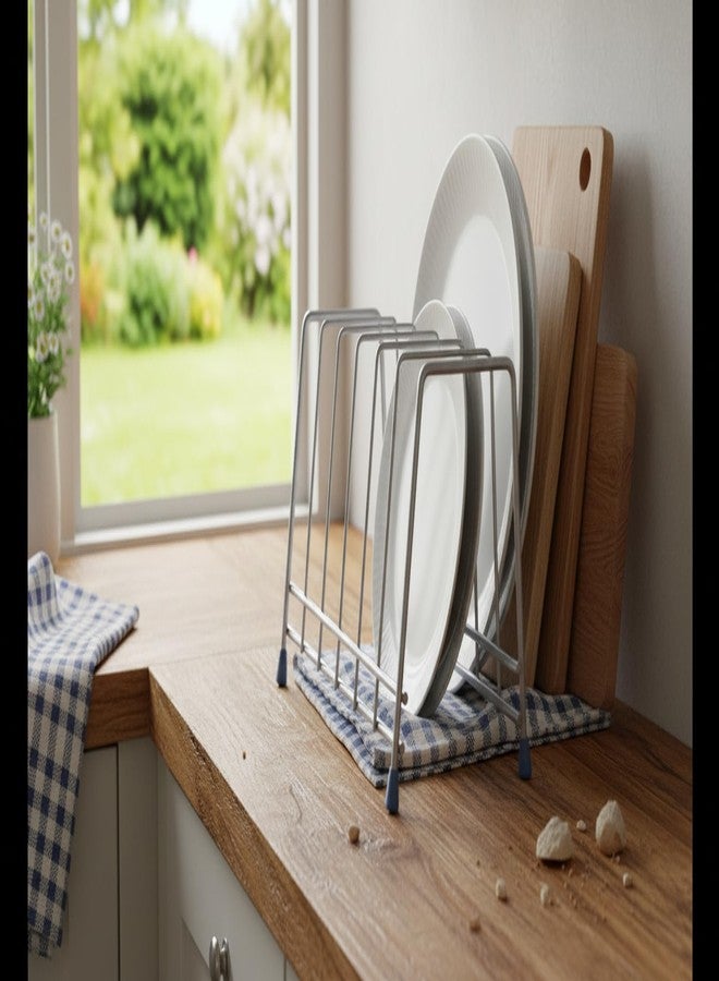 Gcrox Stainless Steel Plate Rack Dish Drying Stand – Heavy Duty Kitchen Organizer for Plates, Dishes & Lids (Plate Rack -06) - Image 4