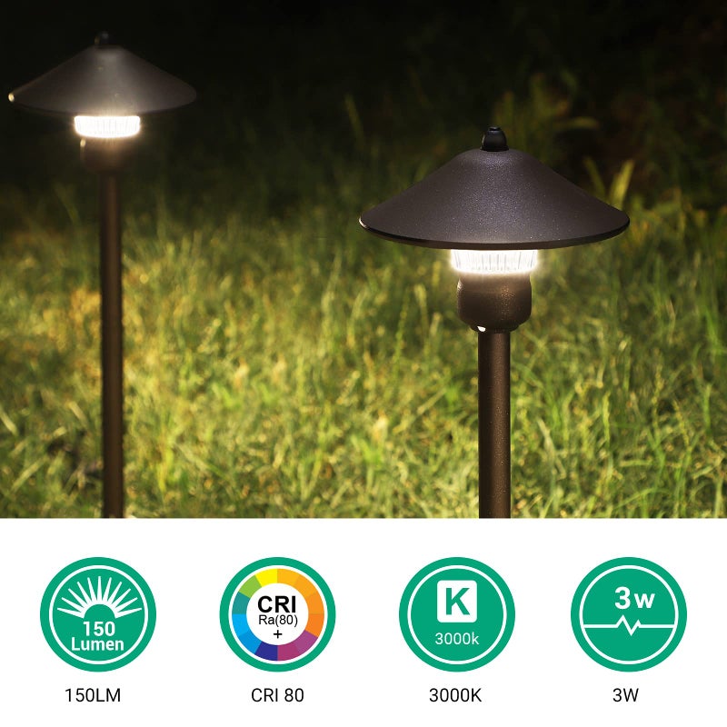 EDISHINE Low Voltage Pathway Lights, 3W 150 LM 3000K 16.5â€œ Tall LED Landscape Lights, 12V AC/DC 50,000Hrs Waterproof Aluminum Housing Outdoor Landscape Lighting for Path, Yard, Garden - Image 2