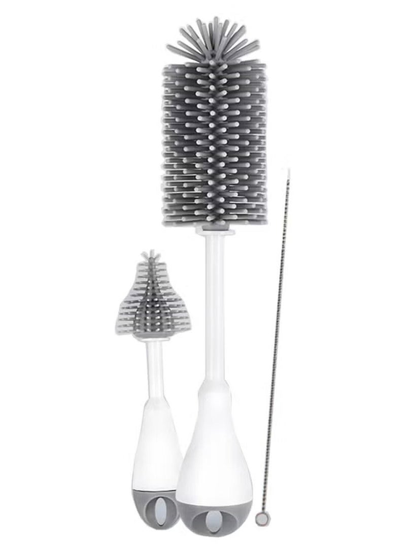 3-In-1 Silicon Brush Set For Baby Bottle Cleaning (Random Colour) - Image 1