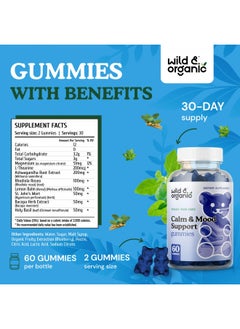 Wild & Organic Calm & Mood Support Gummies - Herbal Supplement with Magnesium, L-Theanine, Ashwagandha, Lemon Balm & Bacopa - Support Calmness, Alertness, Stress Relief - Vegan, Non-GMO - 60 Chews - pzsku/Z6065244EBE55581171F7Z/45/_/1732278587/8724c8ac-9f87-47de-b12f-57684a6a8ca6