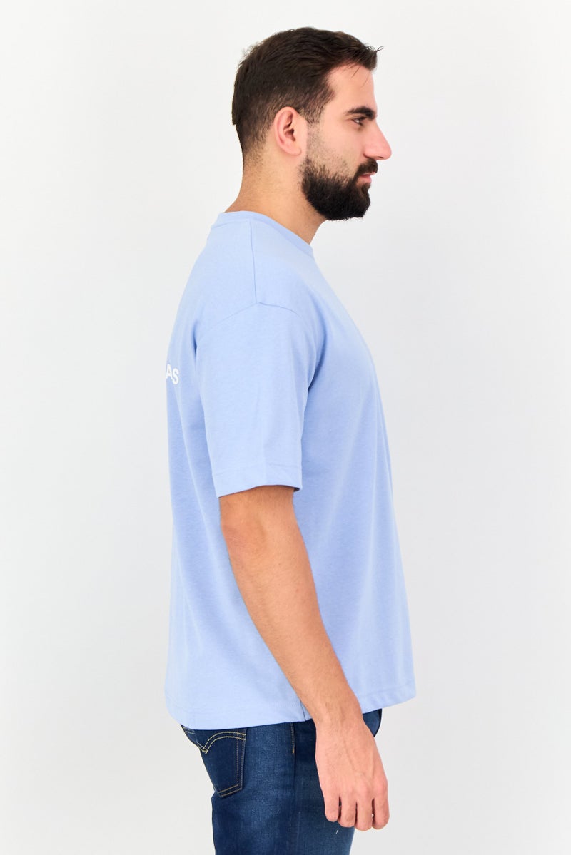 Blank Essentials Men Crew Neck Short Sleeve  Graphic Print T-Shirt, Blue - Image 2