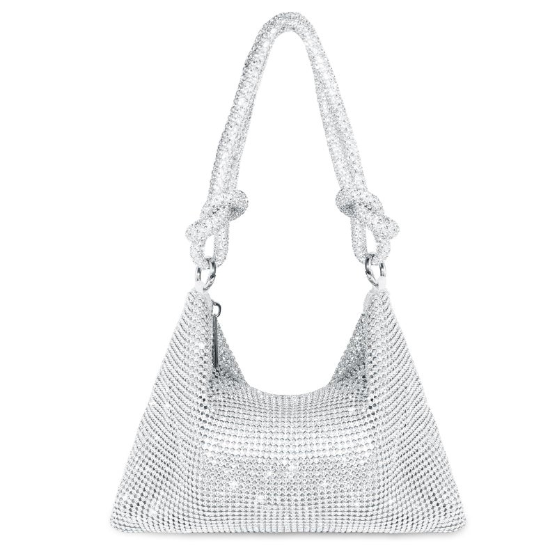 lovyoCoCo Clutch Purse for Women,Sparkly Rhinestone Evening Bag Wedding & Party Accessories,Handbag Fits Phone,Wallet & Lipstick (Silver Rhinestone) - Image 1