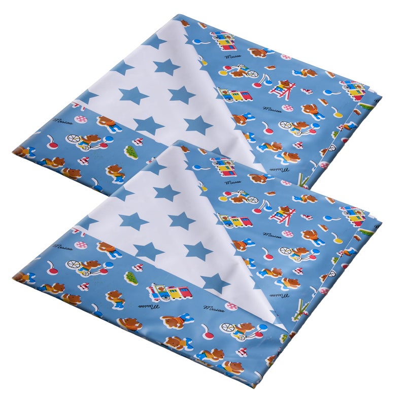 Kuber Industries Baby Sheet | Reversible Baby Plastic Sheet | Crib Sheet for Baby | Bed Wetting Protector Sheet | Baby Mattress Sheet for Baby | Toddler Bed Sheet | 100x100 CM | Pack of 2 | Blue - Image 1