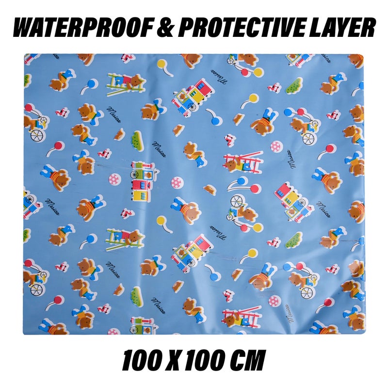 Kuber Industries Baby Sheet | Reversible Baby Plastic Sheet | Crib Sheet for Baby | Bed Wetting Protector Sheet | Baby Mattress Sheet for Baby | Toddler Bed Sheet | 100x100 CM | Pack of 2 | Blue - Image 3