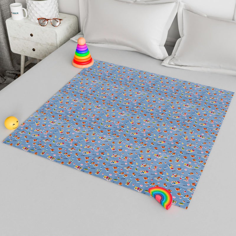 Kuber Industries Baby Sheet | Reversible Baby Plastic Sheet | Crib Sheet for Baby | Bed Wetting Protector Sheet | Baby Mattress Sheet for Baby | Toddler Bed Sheet | 100x100 CM | Pack of 2 | Blue - Image 2