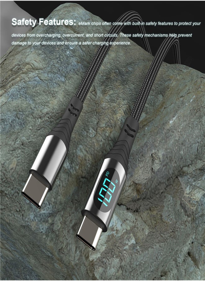 Sendem USB C to USB C PD 100W Fast Speed Charging Cable, 5A Charging Type C Nylon Braided Cable with LED Display, 480Mbps Fast Data Transfer Speed, for IPhone 15, 16, Huawei Samsung Fast Charging Cable  - Image 5