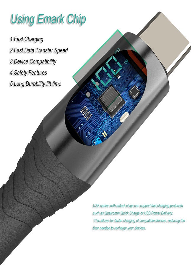 Sendem USB C to USB C PD 100W Fast Speed Charging Cable, 5A Charging Type C Nylon Braided Cable with LED Display, 480Mbps Fast Data Transfer Speed, for IPhone 15, 16, Huawei Samsung Fast Charging Cable  - Image 4