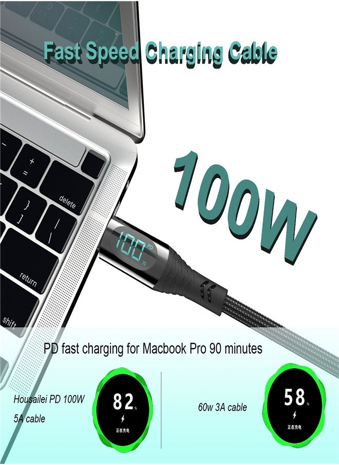 Sendem USB C to USB C PD 100W Fast Speed Charging Cable, 5A Charging Type C Nylon Braided Cable with LED Display, 480Mbps Fast Data Transfer Speed, for IPhone 15, 16, Huawei Samsung Fast Charging Cable  - Image 3