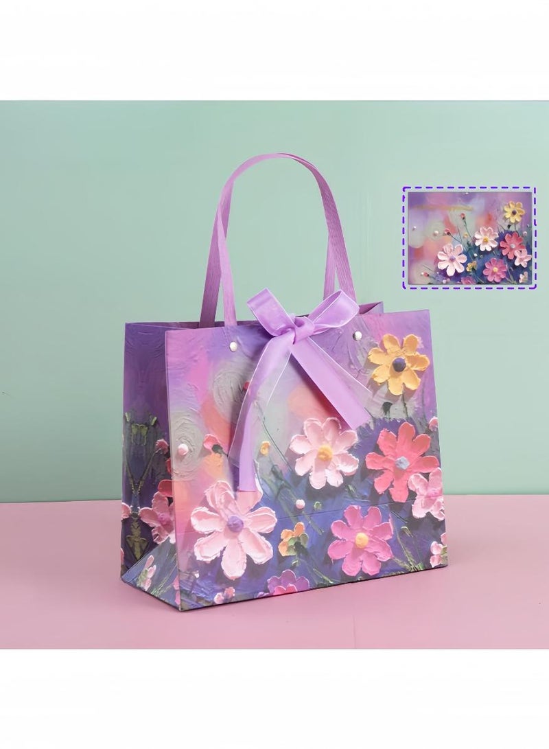 فوميمو Color Gift Bag with Handle, Oil Painting Gift Paper Bags Medium Size Small Gift Bags Birthday Craft Paper Gift Bags for Presents,Birthdays, Mother's Day,Weddings, Party（25*12*22cm） - Image 2