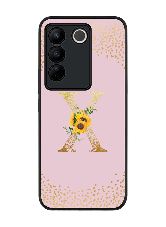 Stylizedd Case for Vivo V27 / Vivo V27 Pro / Vivo S16, Slim fit Flexible Cover Custom Monogram Initial Letter Floral Mandala Pattern Alphabet - X (Pink) - Image 1