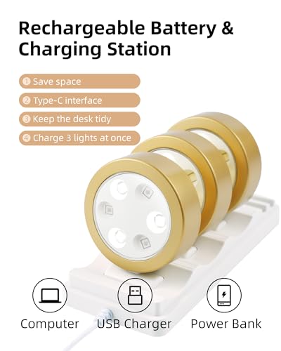 EZVALO Picture Lights for Wall Rechargeable Battery Magnetic Poster Lights with 3 Color Temps 12 RGB Remote Dimmable Timer Light Wall Decor Light for Art Display 6 Pack with Charging Station - Image 3