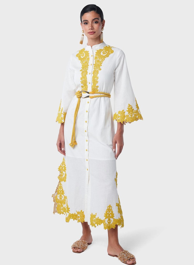 Threadz by Ajooni Embroidered Shirred Dress - Image 1
