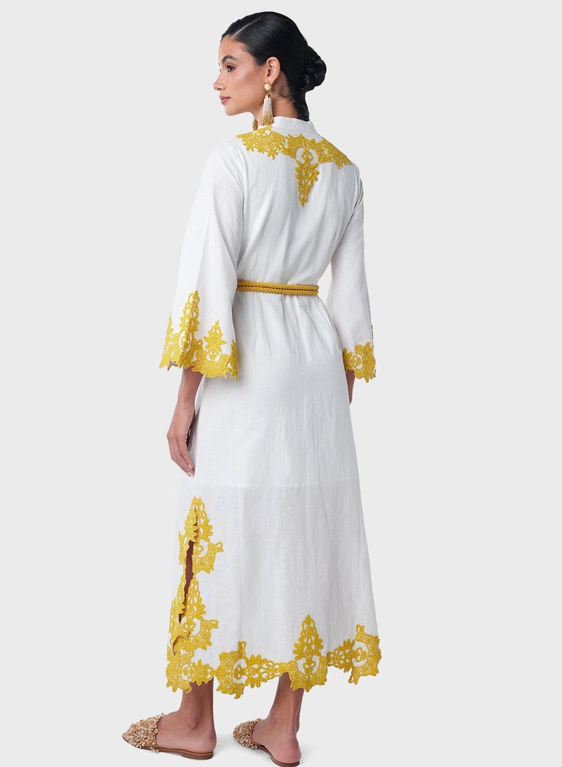 Threadz by Ajooni Embroidered Shirred Dress - Image 2