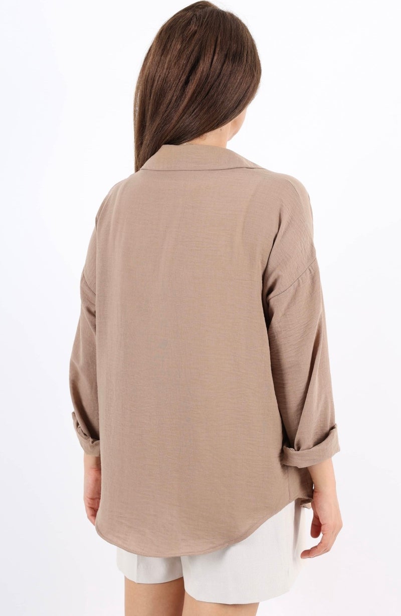Ritnice Women's Well Brown Linen Shirt  - Image 2