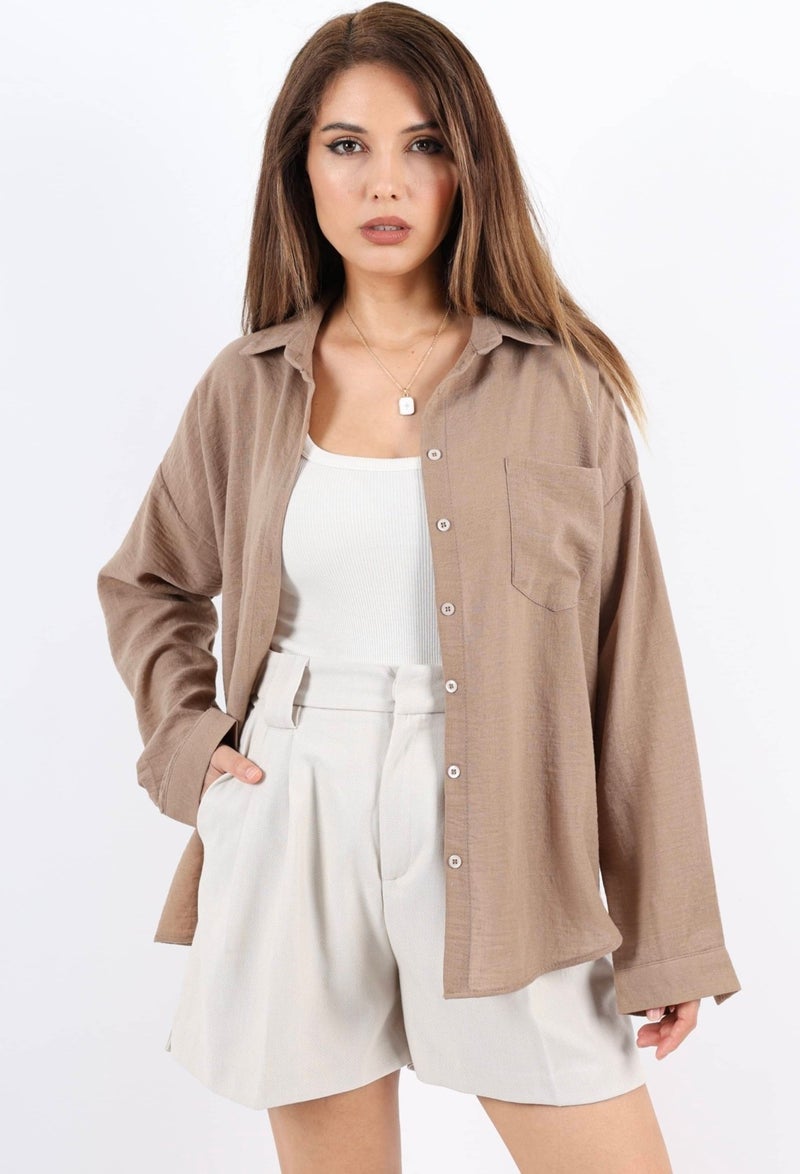 Ritnice Women's Well Brown Linen Shirt  - Image 1
