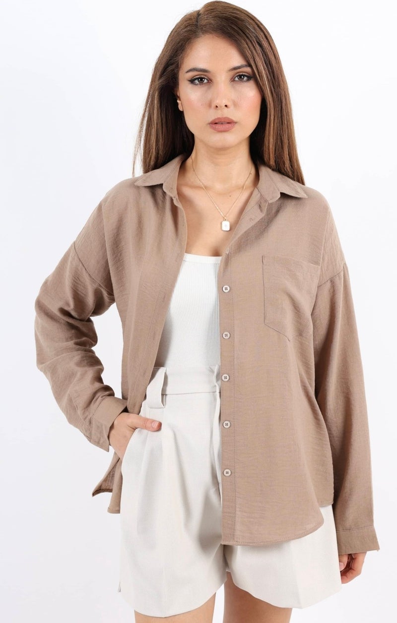 Ritnice Women's Well Brown Linen Shirt  - Image 3