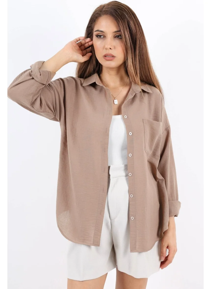 Ritnice Women's Well Brown Linen Shirt