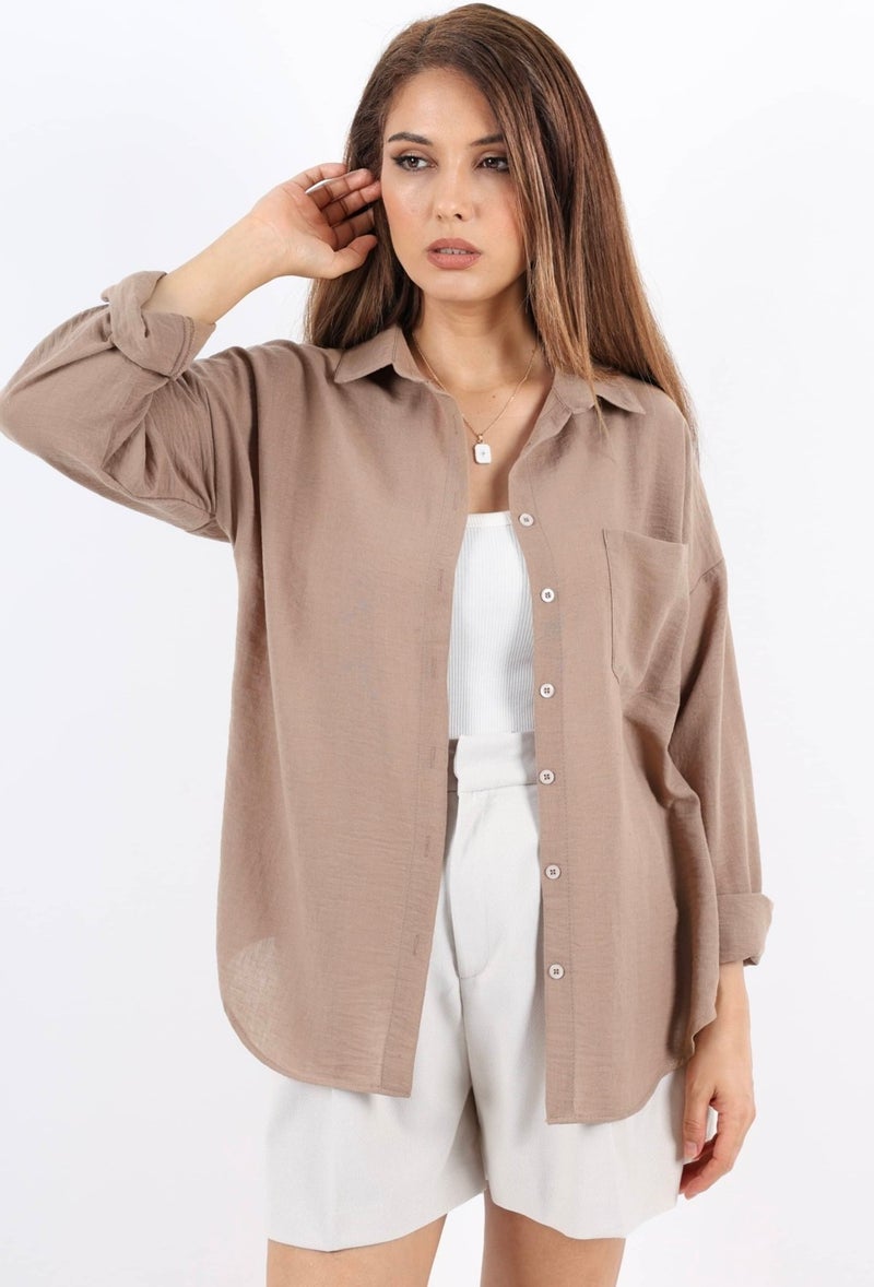 Ritnice Women's Well Brown Linen Shirt  - Image 5