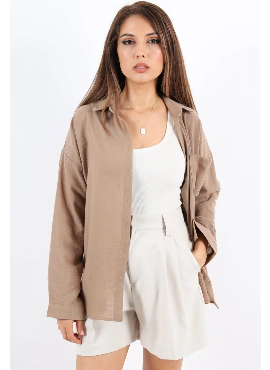 Ritnice Women's Well Brown Linen Shirt