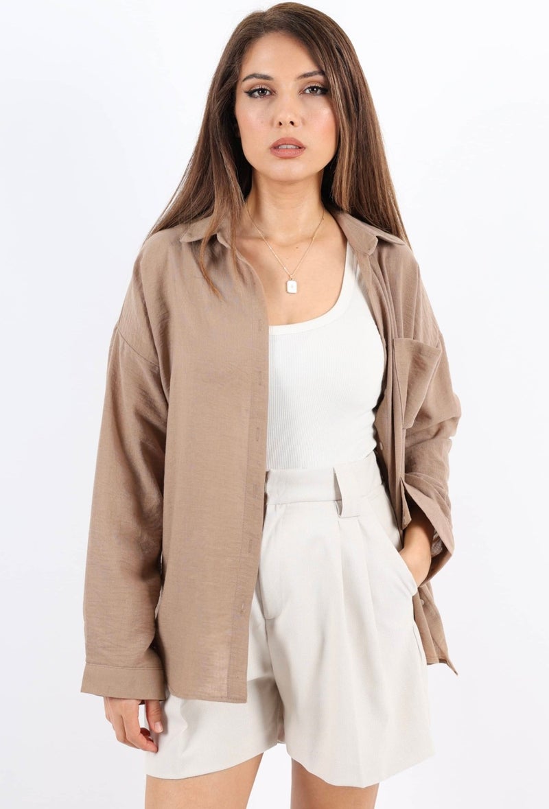 Ritnice Women's Well Brown Linen Shirt  - Image 4