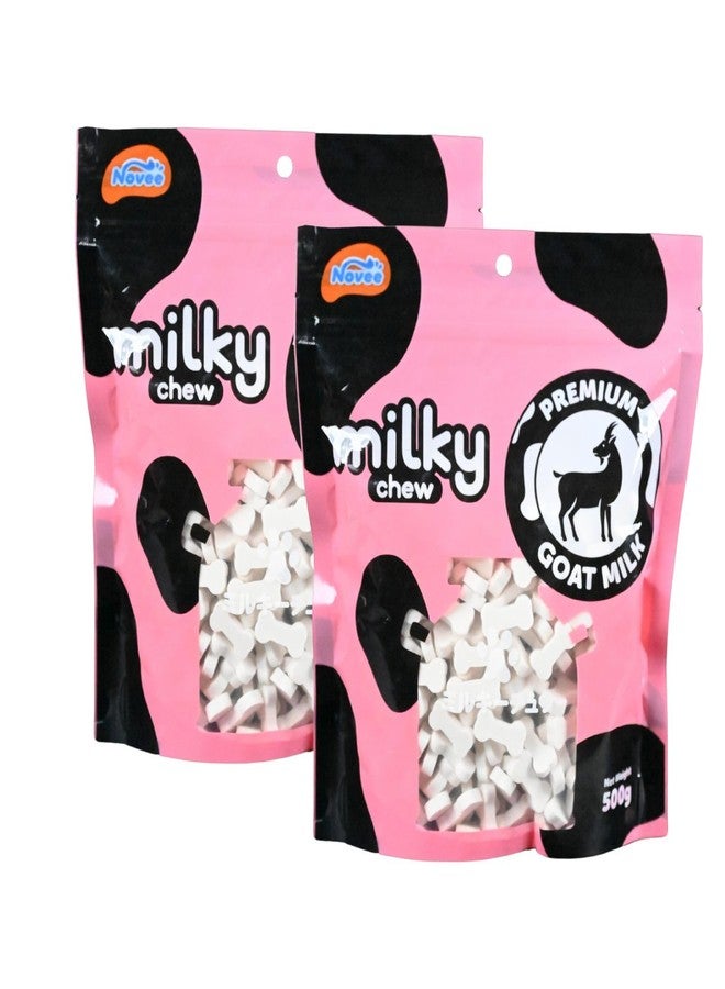 DOGAHOLIC Milky Chew Goat Milk Mini Bones Treats for Dog, Premium Long-Lasting Chew Snacks, Rich in Calcium & Nutrients, Supports Digestive Health, Dog Treats for All Breeds, Each 500g (Pack of 2) - Image 1