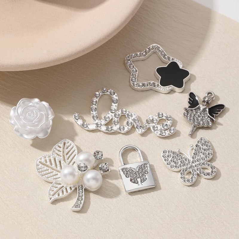 Putthipong 24PCS Bling Silver Shoe Charms for Girls Women, Luxury Rhinestone Jewelry Shoe Decoration Tassel Bling Shoe Chains for Party Favors Birthday Gifts - Image 3