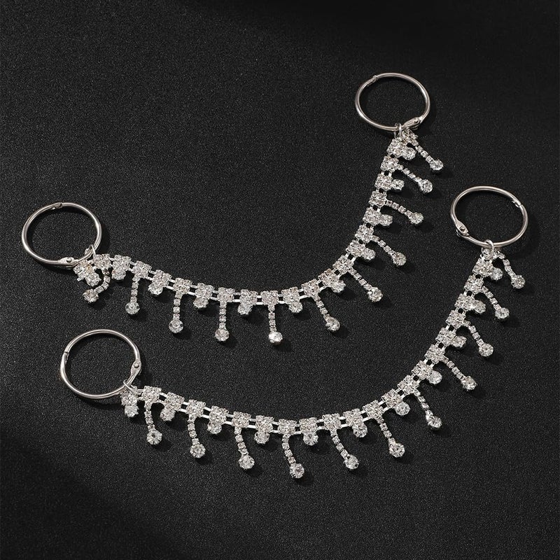 Putthipong 24PCS Bling Silver Shoe Charms for Girls Women, Luxury Rhinestone Jewelry Shoe Decoration Tassel Bling Shoe Chains for Party Favors Birthday Gifts - Image 2