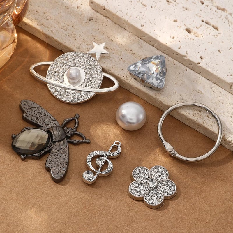 Putthipong 24PCS Bling Silver Shoe Charms for Girls Women, Luxury Rhinestone Jewelry Shoe Decoration Tassel Bling Shoe Chains for Party Favors Birthday Gifts - Image 5