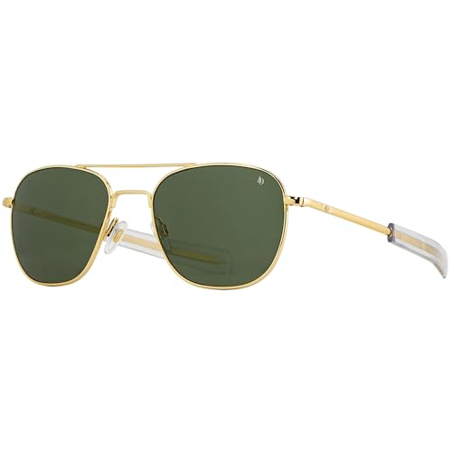 AO Original Pilot Sunglasses - Gold - Calobar Green AOLite Nylon Lenses - Bayonet Temple - 55-20-140 - Image 1