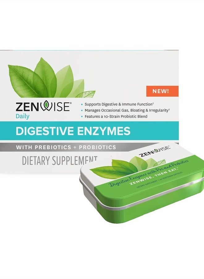 Zenwise Health - Zenwise Digestive Enzymes - Probiotic Multi Enzymes with Probiotics and Prebiotics for Digestive Health + Bloating Relief for Women and Men, Bromelain and More for Gut Health and Digestion - 15 Count - Image 1