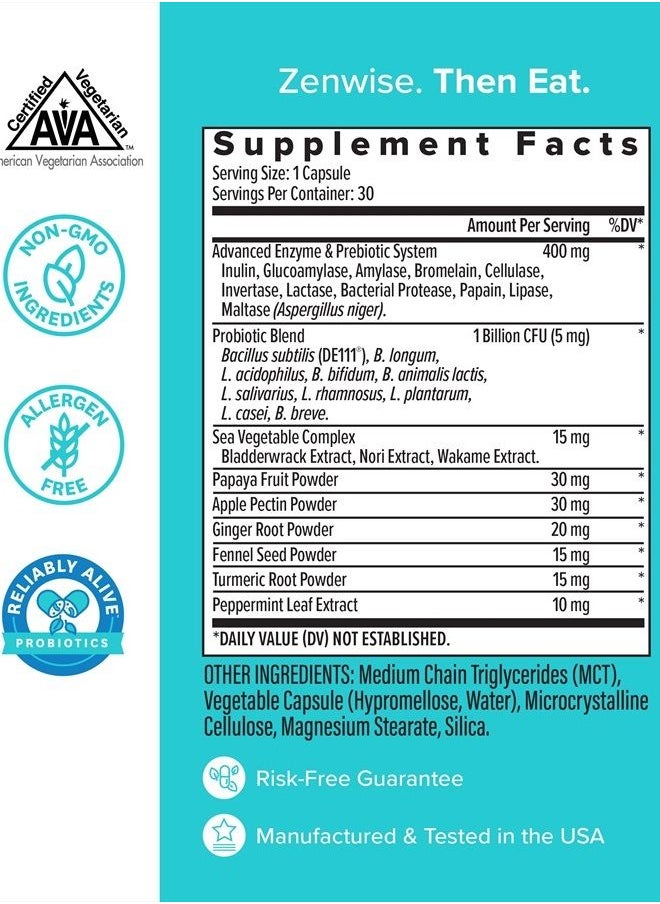 Zenwise Health - Zenwise Digestive Enzymes - Probiotic Multi Enzymes with Probiotics and Prebiotics for Digestive Health + Bloating Relief for Women and Men, Bromelain and More for Gut Health and Digestion - 15 Count - Image 1