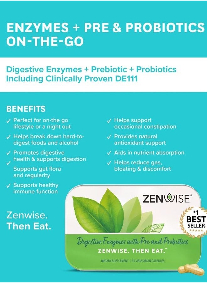 Zenwise Health - Zenwise Digestive Enzymes - Probiotic Multi Enzymes with Probiotics and Prebiotics for Digestive Health + Bloating Relief for Women and Men, Bromelain and More for Gut Health and Digestion - 15 Count - Image 1