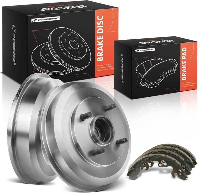 A-Premium Rear Brake Drum and Brake Shoes for Ford Focus 2000-2008 - Image 1