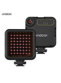 Andoer IR49S Mini IR Night Vision Light Infrared Photography Light for Video Camera Camcorder Built-in Rechargeable Battery with 3 Cold Shoe Mount for Vlog Video Recording