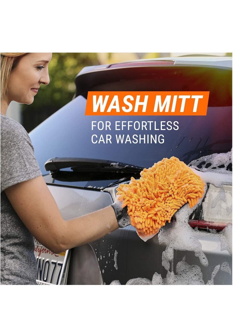 Generic - Orange Double Side Car Cleaning Washing Mitt Gloves, Chenille Microfiber Wash Mitt Scratch Free, Ultra Absorbent Microfiber Mitt for Cars, Trucks, SUV, Boat , Motorcycle ,Kitchen (2 Pack, Large) - Image 1