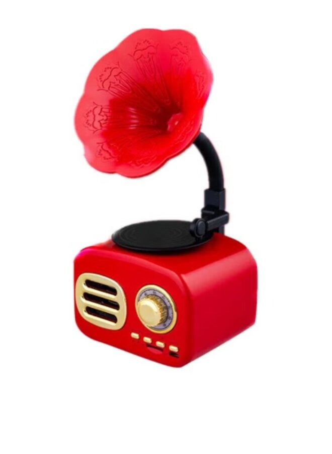 Retro Radio Phonograph Portable Bluetooth Speaker Red - Image 1