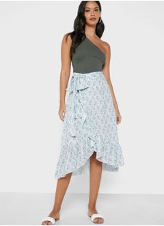 Ditsy Print Wrap Skirt