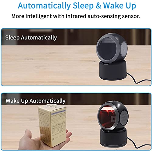 Symcode 1D 2D QR Desktop Barcode Scanner, Omnidirectional Hands-Free Automatic USB Barcode Reader Scanner - Image 4