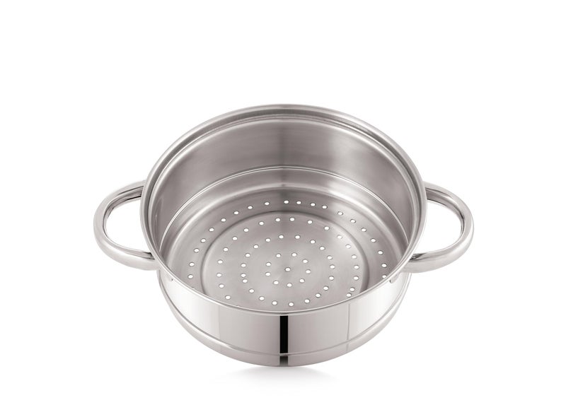 Pigeon Elantra Stainless Steel 2 Tier Steamer Pot Set with Glass Lid | Pasta,Momo/Modak Maker,Vegetable & Rice Steamer (20cm)|Capsulated Induction Bottom|ISI Certified - Image 3