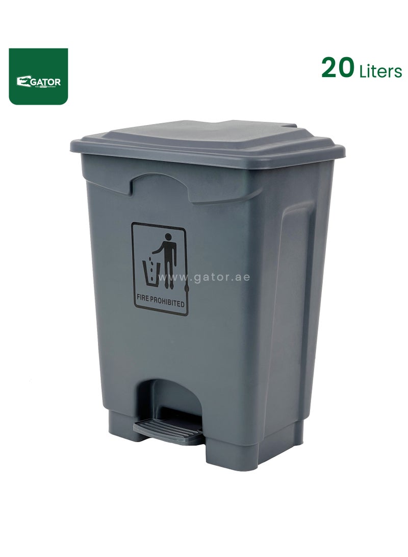 جاتور سلة مهملات بلاستيك جيتور تعمل بالدواسة سعة 20 لتر باللون الرمادي - Image 1