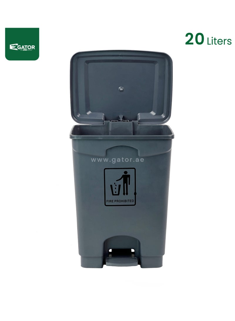 جاتور سلة مهملات بلاستيك جيتور تعمل بالدواسة سعة 20 لتر باللون الرمادي - Image 2
