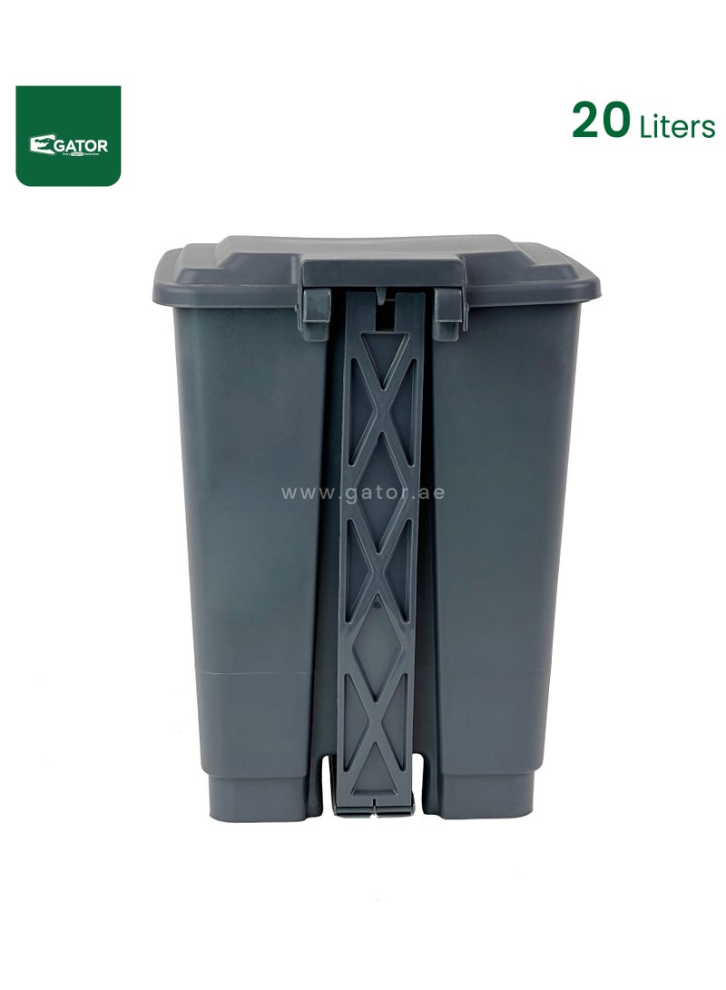 جاتور سلة مهملات بلاستيك جيتور تعمل بالدواسة سعة 20 لتر باللون الرمادي - Image 3