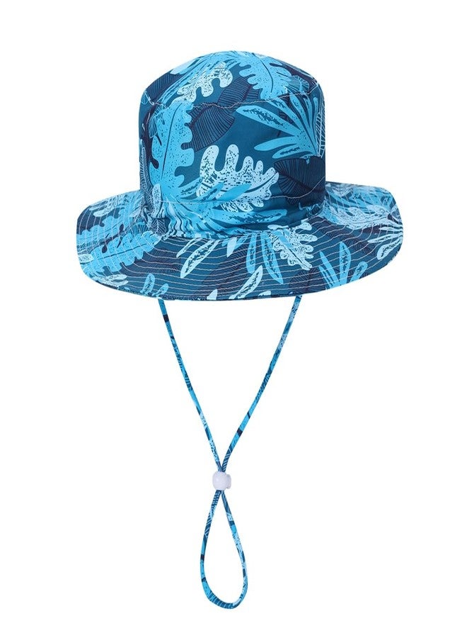 DNggAND Baby Boys Swimsuit Summer Beach Rash Guard Swimwear Two Piece Sunsuit with Sun Hat(Navy Tropical,18-24 Months) - Image 4