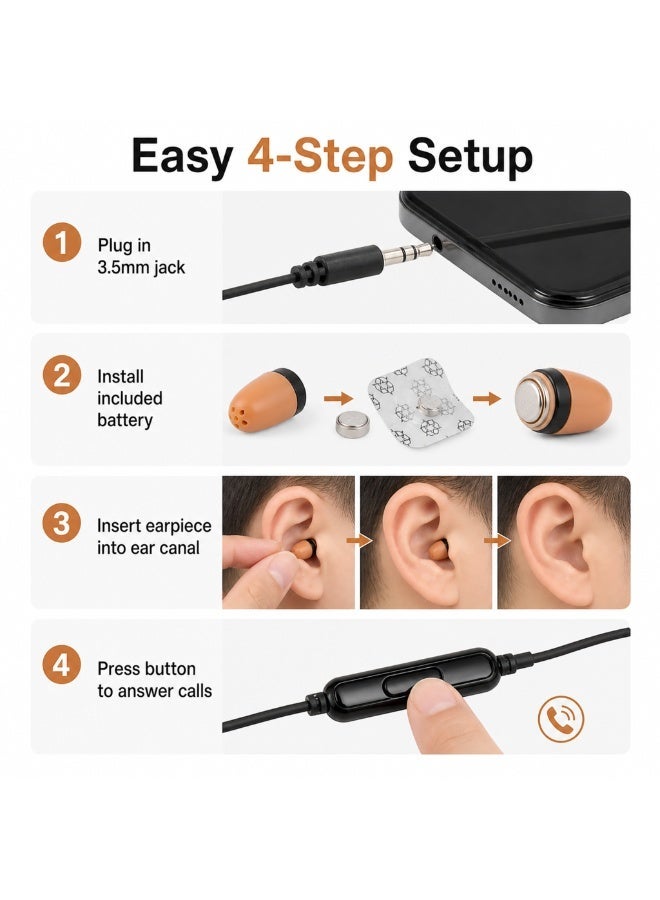 Wireless Mini Earphones Lightweight 110dB Clear Sound Black Concealed Earpiece Headset for Mobile Phone - Image 3